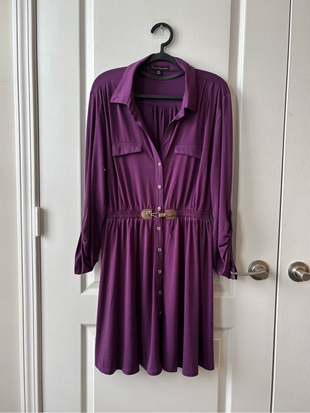 Purple Button-Front Dress